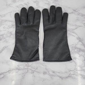 Black Leather Gloves Wool Blend Lining
